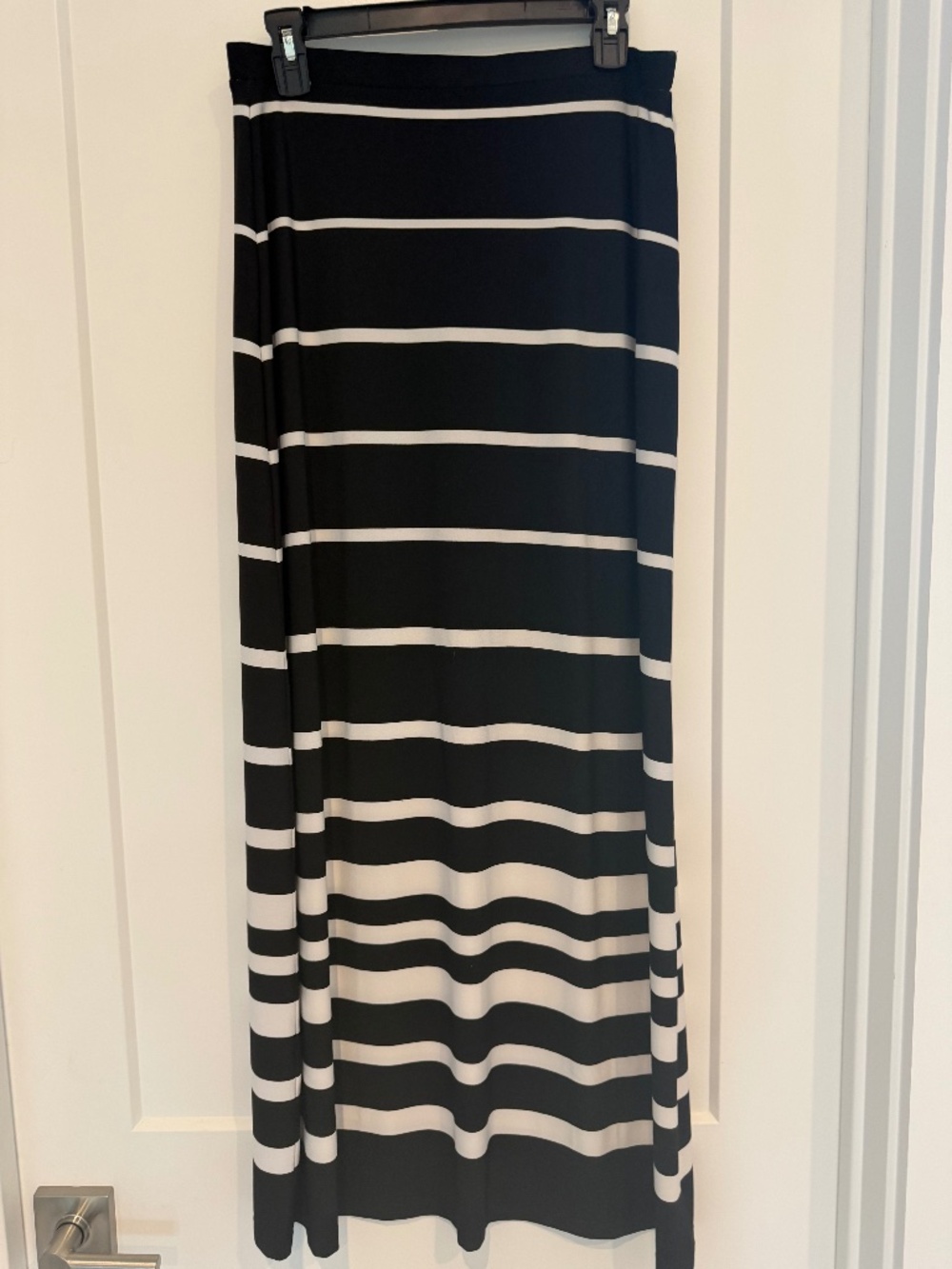 White House Black Market Long Maxi Pull on Skirt Strips Black and White Medium